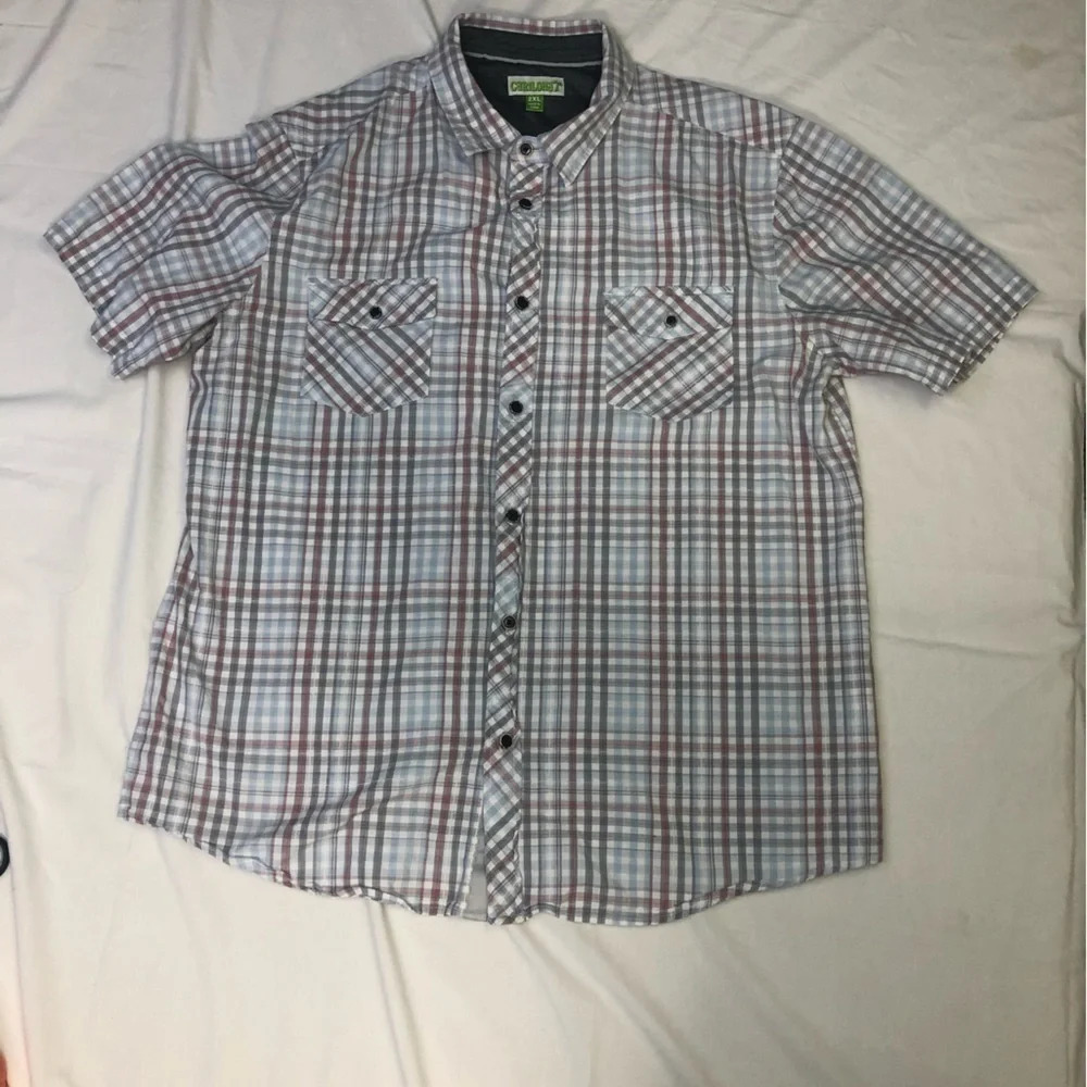 Cariloha Cotton Bamboo Plaid Shirt Button Up Resortwear Travel Vacation Beach